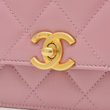 Chanel Matelasse Flap Bag Chain Shoulder Leather Pink AS2615