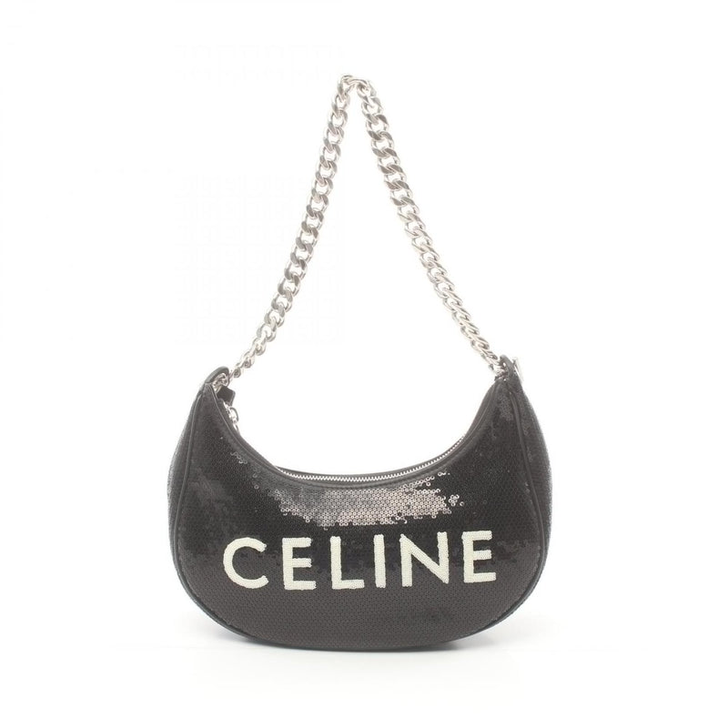 CELINE Medium Abba Handbag Bag Leather Women's Black White 199583ENQ38AW