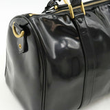 CHANEL Coco Mark Handbag Boston Bag Patent Leather Black