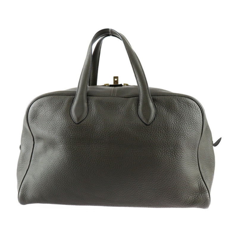 HERMES Victoria 43 Boston Bag Taurillon Clemence Dark Olive Handbag □E Stamp