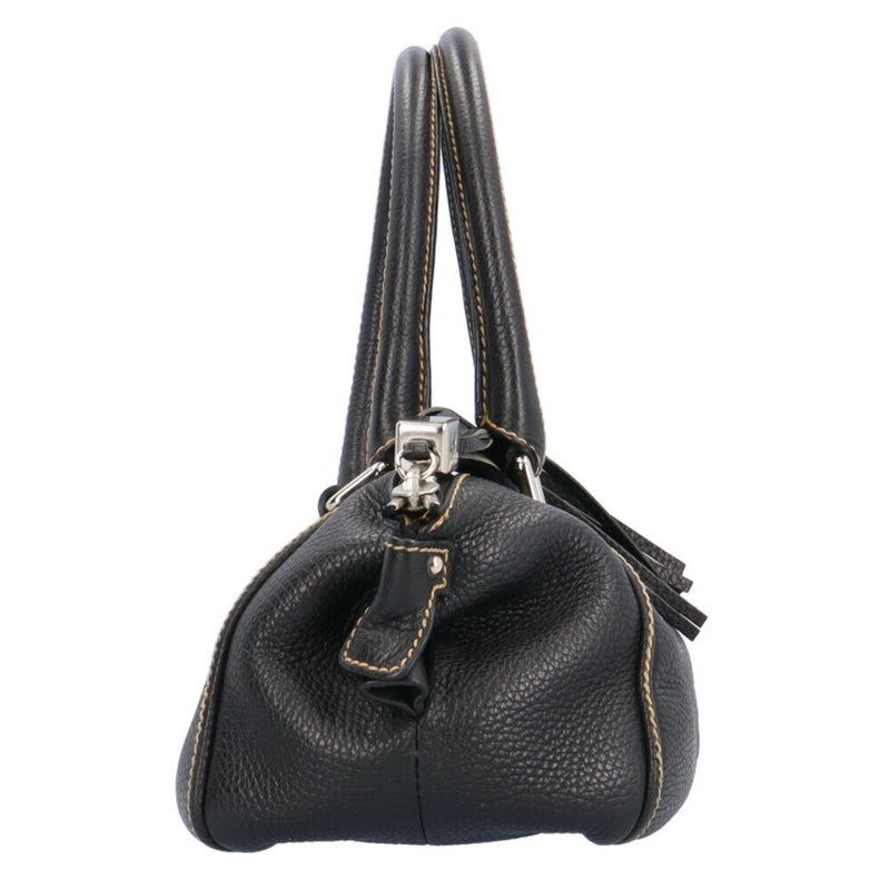 CHANEL Tassel Handbag Calf Black Women's