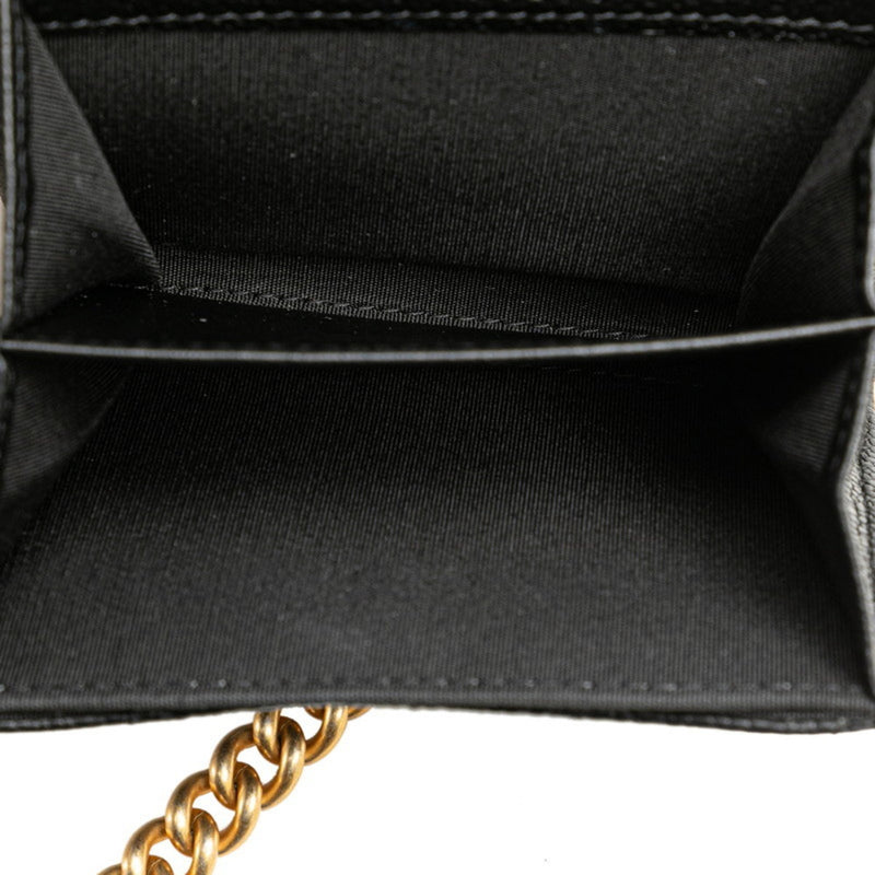 Chanel Boy Chain Wallet Shoulder Bag Black Gold Caviar Skin Women's CHANEL