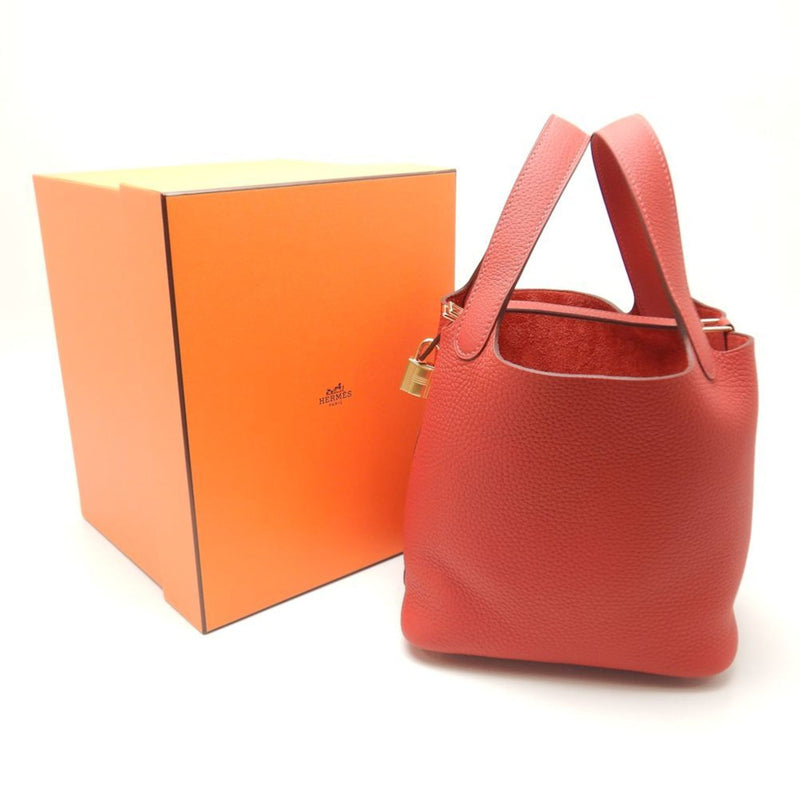 HERMES Picotan Lock PM Handbag Taurillon Clemence Vermilion 250331 ☆New