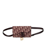 Christian Dior Dior Trotter Saddle Shoulder Waist Bag Bordeaux Wine Red Canvas Leather Women's