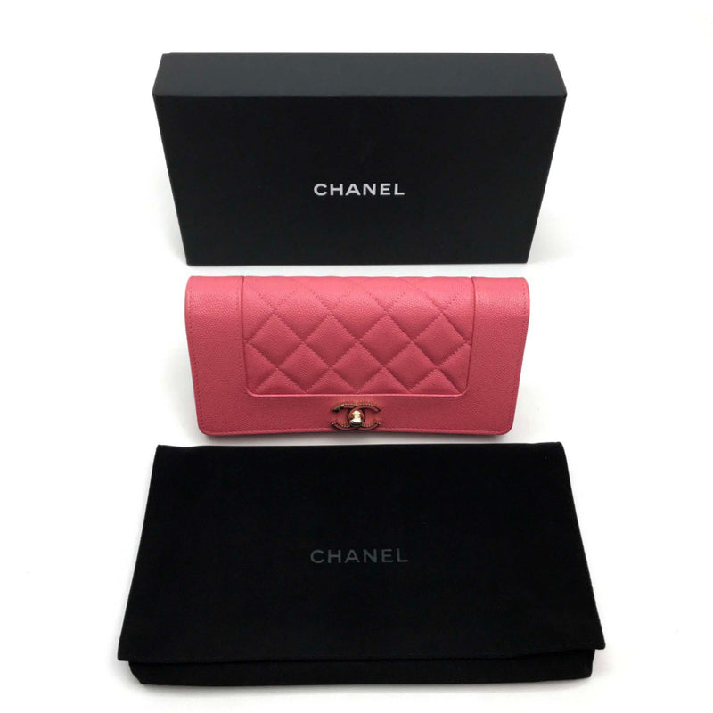 Chanel A80971 CC Mark Two fold Long Wallet pink