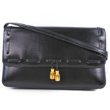 Hermes 2WAY Clutch Tassel Calf Black 〇O Women's Shoulder Bag