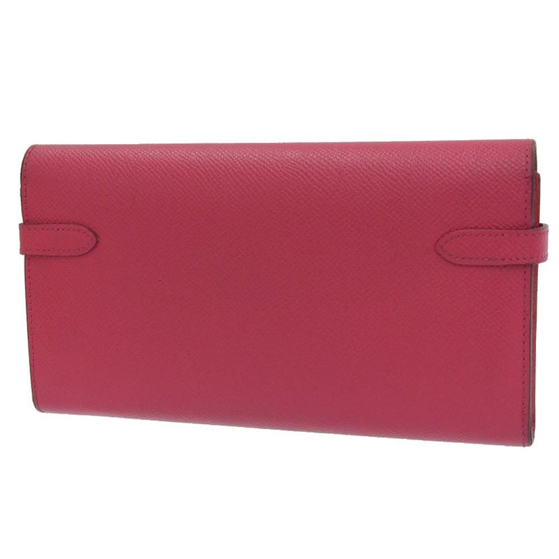 Hermes HERMES Kelly Wallet A Engraved Long Epson Rose Extreme