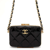 Chanel Chain Shoulder Bag Matelasse Coco Mark Enamel AP2242 CHANEL Pochette Black