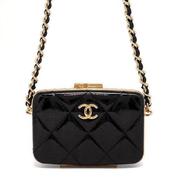 Chanel Chain Shoulder Bag Matelasse Coco Mark Enamel AP2242 CHANEL Pochette Black