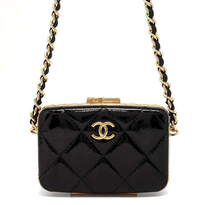 Chanel Chain Shoulder Bag Matelasse Coco Mark Enamel AP2242 CHANEL Pochette Black