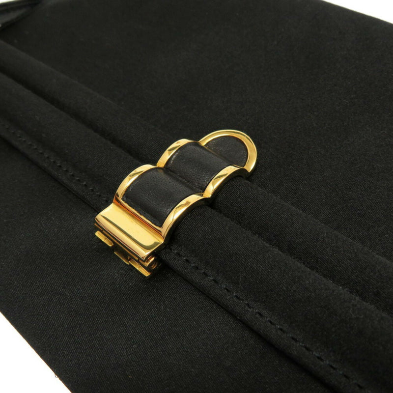 Hermes Cooktail Satin Black Gold hardware Shoulder Bag 0034 HERMES