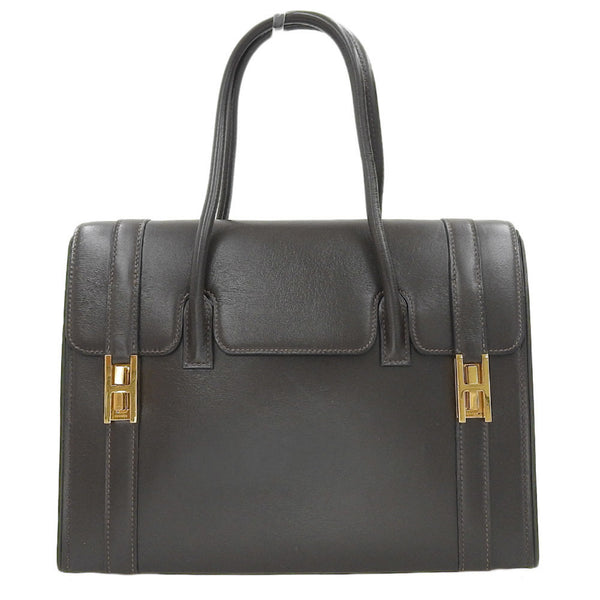 Hermes HERMES Drag 27 〇S engraved handbag bag box calf chocolate GP hardware