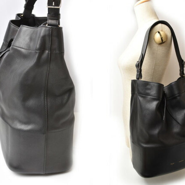 Celine bag drawstring CELINE Seau leather black