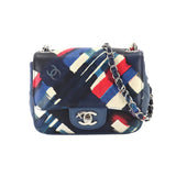 CHANEL Air Line Matelasse Chain Shoulder Bag Leather Blue White Red Silver Metal Fittings