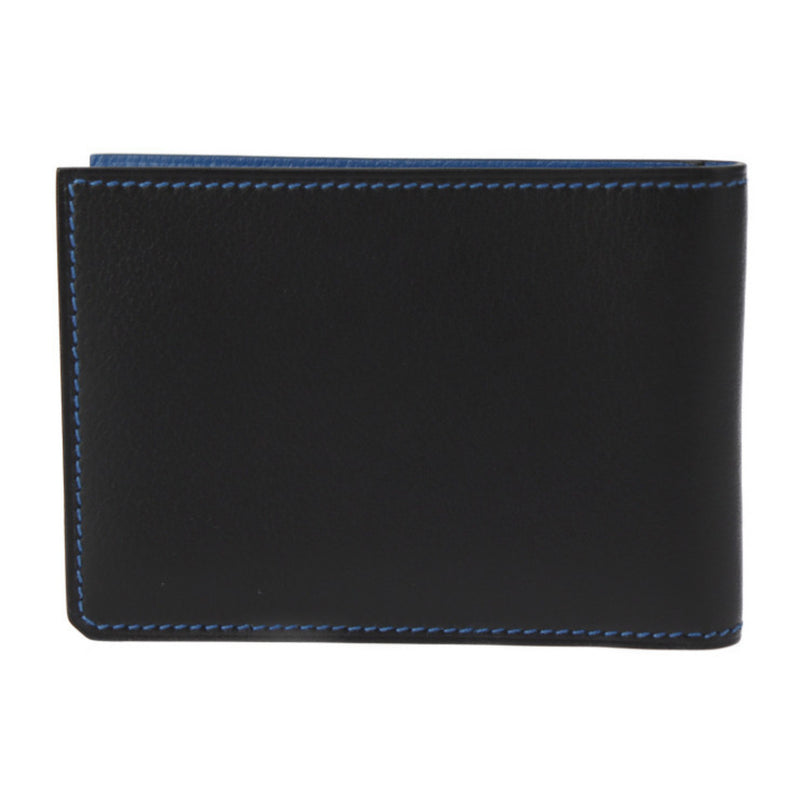 HERMES H Series Horizontal Card Holder Case Evercolor Black Blue Bi-fold B Engraved