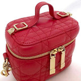 Christian Dior Shoulder Bag Micro Vanity Red Cannage - f-20890 Leather Lambskin 40-MA-0231 Quilted Stitch Charm