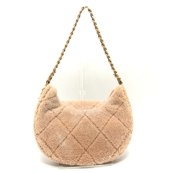 CHANEL AS4468 23K Around Matelasse Hobo Chain Bag Tote Lamb Women's Beige