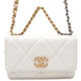 Chanel Chain Wallet 19 Coco Mark Matelasse Lambskin AP0957 CHANEL White