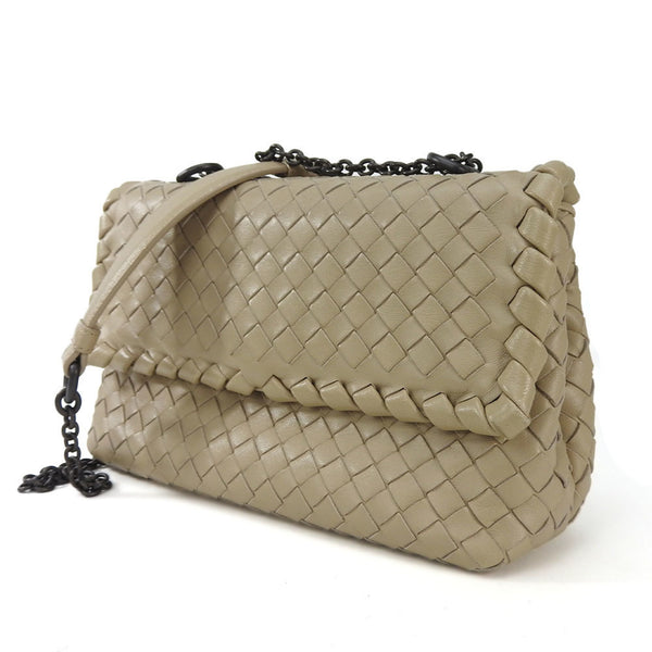 Bottega Veneta Chain Shoulder Bag Intrecciato Beige Leather Women's BOTTEGA VENETA shoulder bag beige