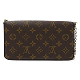 Louis Vuitton LOUIS VUITTON Bag Monogram Women's Shoulder Clutch Pouch 2way Pochette Felicie Fuchsia M81896 Brown Chain Compact