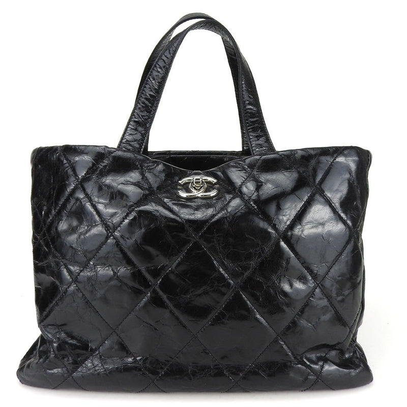 Chanel Tote Bag Portobello Leather Tweed Black 2way Chain 1 Women's CHANEL