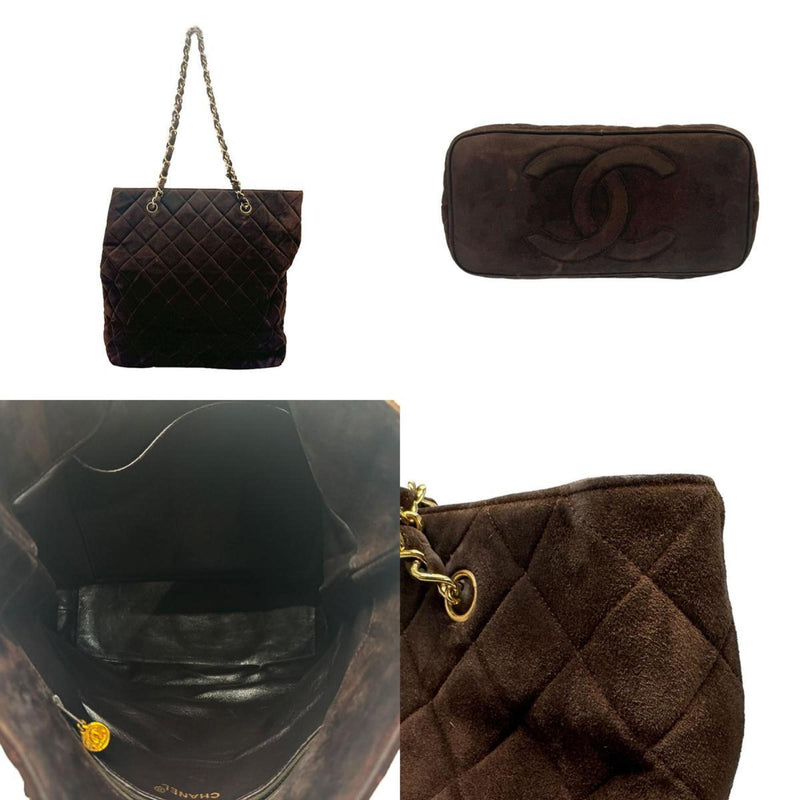 CHANEL Shoulder Bag Decacoco Suede Brown Women's n0077