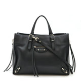 BALENCIAGA Paper A6 Zip Around Handbag Bag Tote Shoulder Leather Black 370926