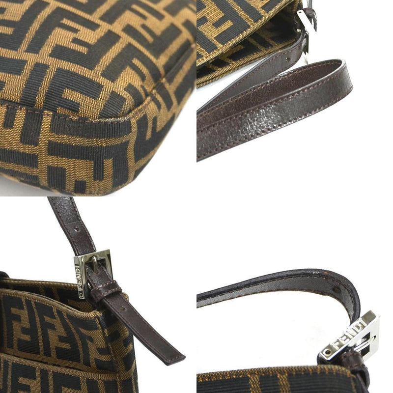 FENDI Shoulder Bag Zucca Canvas/Leather Brown Ladies