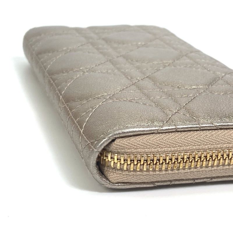 CHRISTIAN DIOR S0007OWEC_M10L Cannage LADY CHRISTIAN DIOR LADY DIOR VOYAGEUR Zip Around Long Wallet Gold