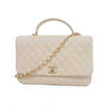 Chanel Handbag Matelasse Chain Shoulder Lambskin White Champagne Women's