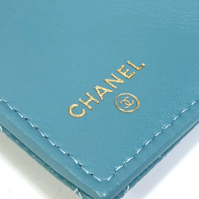 Chanel A84068 CC Mark Small Compact Wallet Trifold wallet blue GoldHardware