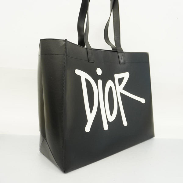 Christian Dior Tote Bag Shawn Stussy Leather Black Women's