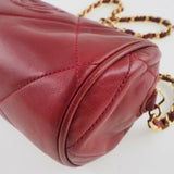 CHANEL Chanel chain shoulder matelasse lambskin red ladies bag