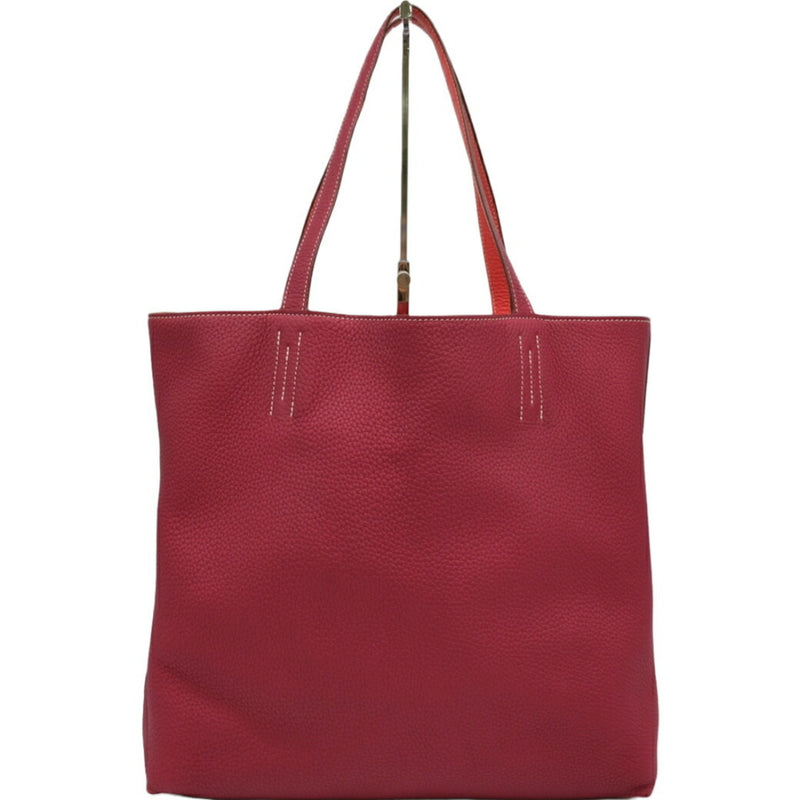 HERMES Hermes Double Sens 45 Tote Bag Taurillon Clemence Leather Bougainvillea Tosca Red Pink