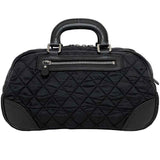 Chanel Boston Bag Black Silver Paris New York A33103 Nylon Leather 10th CHANEL Coco Mark Quilting Wild Stitch Women's