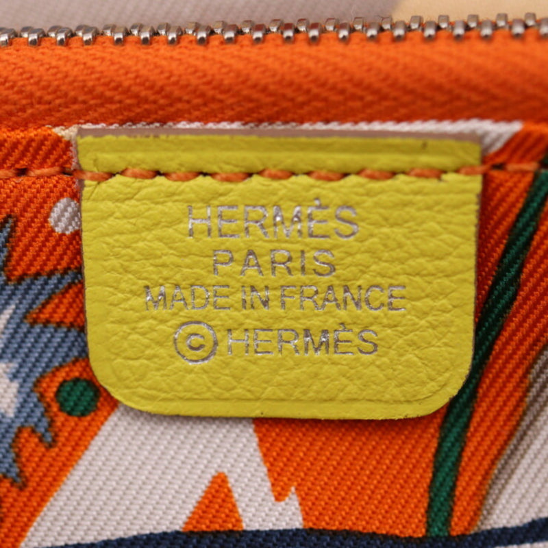 HERMES Azap Long Silk In Wallet Evercolor Lime Round B Engraved