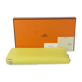 HERMES Azap Long Silk In Wallet Evercolor Lime Round B Engraved