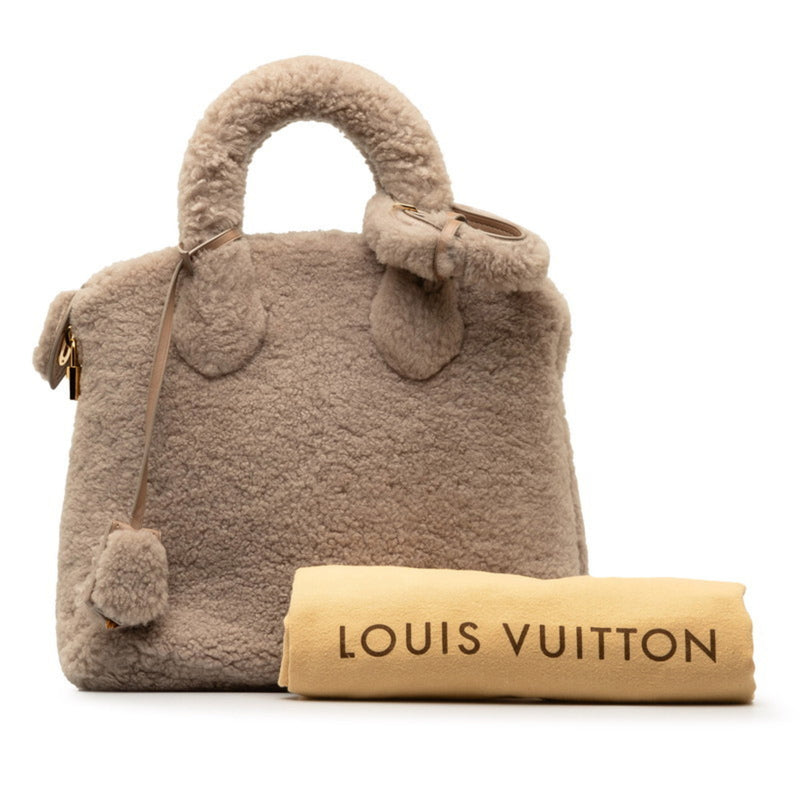 Louis Vuitton Lockit Voyage Handbag M93850 Greige Mouton Leather Women's LOUIS VUITTON