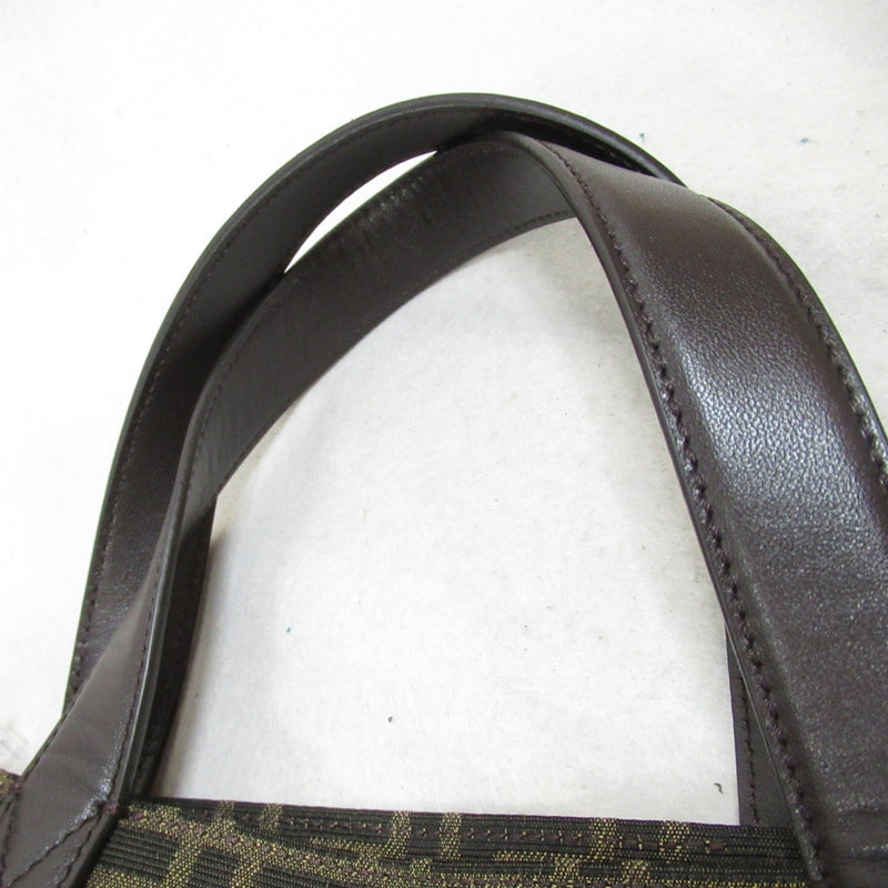 FENDI Bag Leather Canvas Men's Women's Black Dark Brown