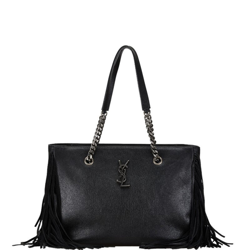 Saint Laurent Festival Bag YSL Chain Tote Black Silver Leather Women's SAINT LAURENT