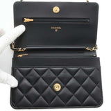 Chanel Chain Wallet Classic Matelasse Coco Mark Lambskin AP0250 CHANEL Black