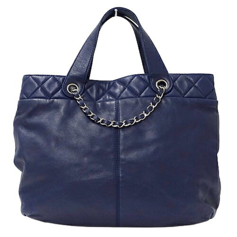 CHANEL Bag Matelasse Women's Handbag Tote Shoulder 2way Leather Navy Blue Chain