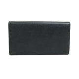 CHANEL Bi-fold Wallet Coco Button Leather Black Women's