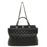 CHANEL Coco Mark Matelasse Portobello Tote Bag Chain Shoulder Leather Black