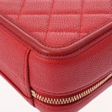 CHANEL CC Filigree Small Vanity Chain Shoulder Bag Red A93343 Women's Caviar Skin Handbag