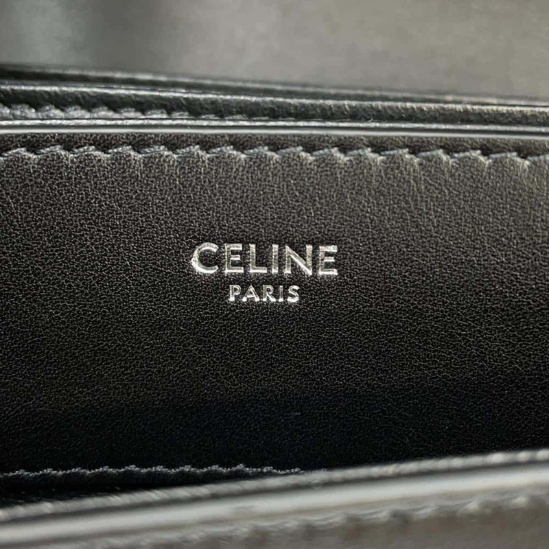 CELINE Shoulder Bag Triomphe Busas Calf Leather 114453 Black