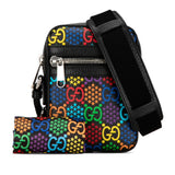 Gucci GG Psychedelic Shoulder Bag 598103 Black Multicolor PVC Leather Women's GUCCI