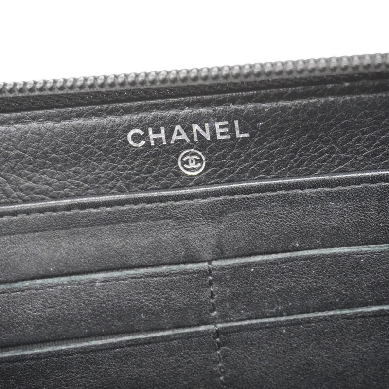 Chanel Long Wallet Caviar Skin Black Women's