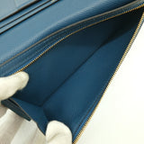 HERMES Bearn Soufflet Long Wallet Epsom Bicolor Blue