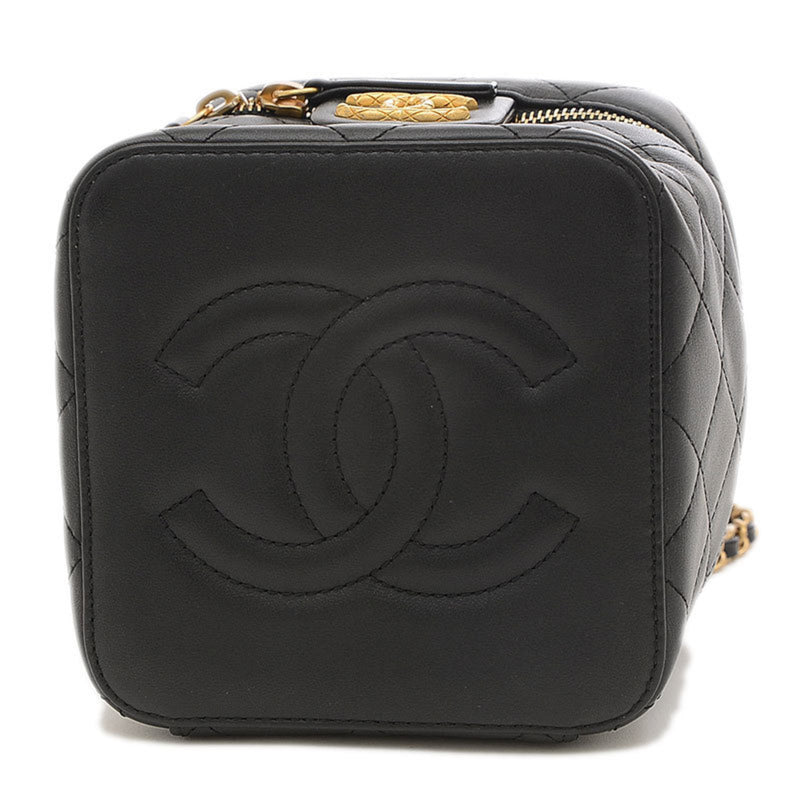 Chanel Matelasse Small Vanity Chain Shoulder Bag Calf Black AS3228